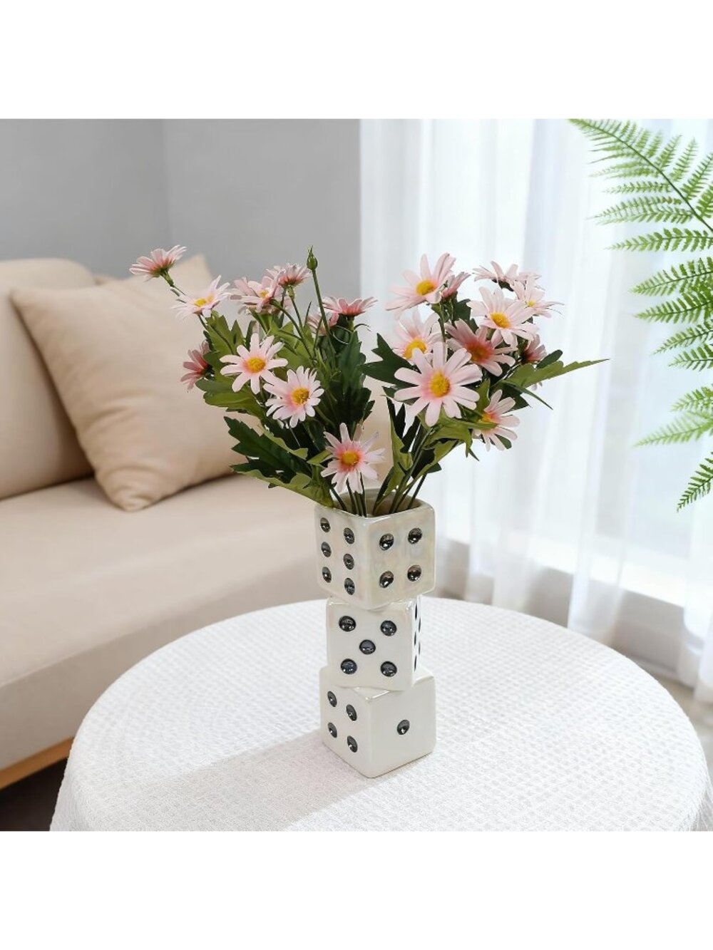 MOUGIGI Cream Ceramic Bud Vase Sun Moon Face Boho Dining Tables Home Decor Gift - Picture 6 of 6